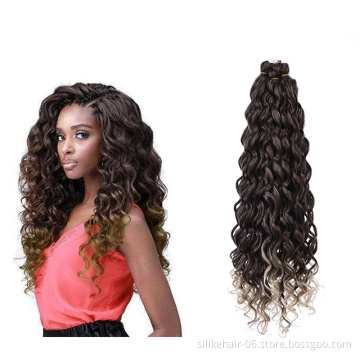 24 inch Ombre Gray Black Afro Curl Water Wave Braids Boby Waves Ocean Wave Curly Synthetic Crochet Braiding Hair Extensions